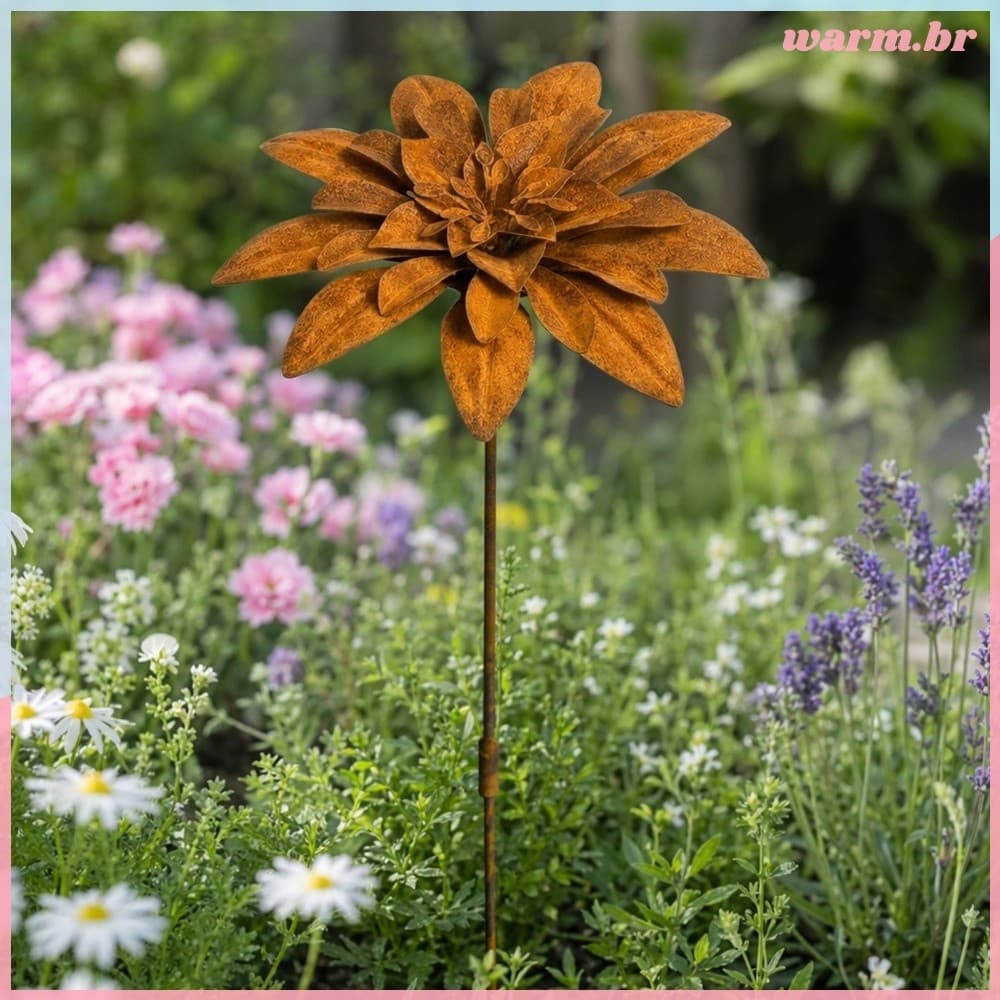 Estaca Decorativa De Ferro Fundido Para Jardim , Estacas Decoração De Quintal , Floral De Metal Em [waroom.br]