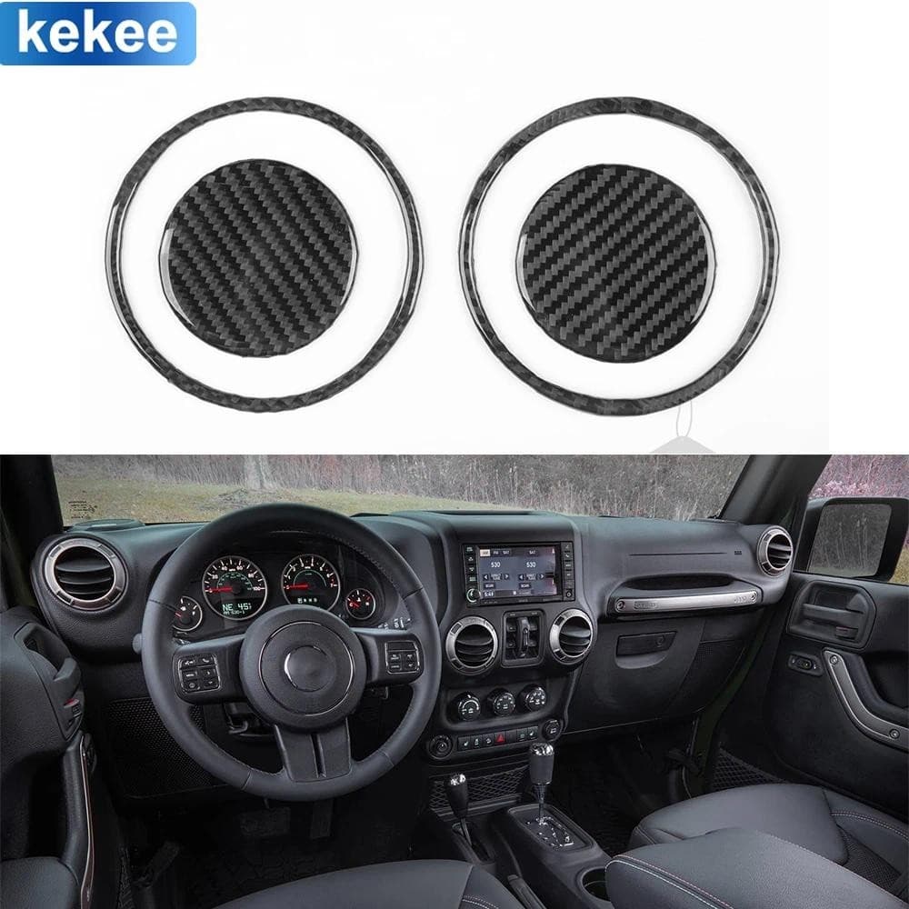 Para Jeep Wrangler JK 2011-2017 Painel Lateral Saída De Ar Capa Guarnição Adesivos De Fibra De Carbono Real Acessórios D