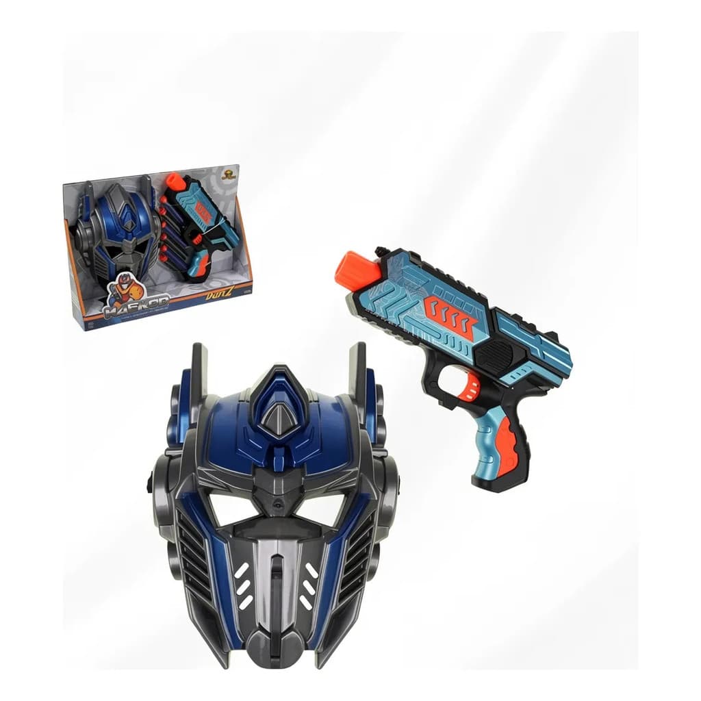 Lança Dardos com Máscara Brinquedo Infantil Kit Aventura Lançador de Dardos Espuma Alvo Meninos Crianças Presente Divers