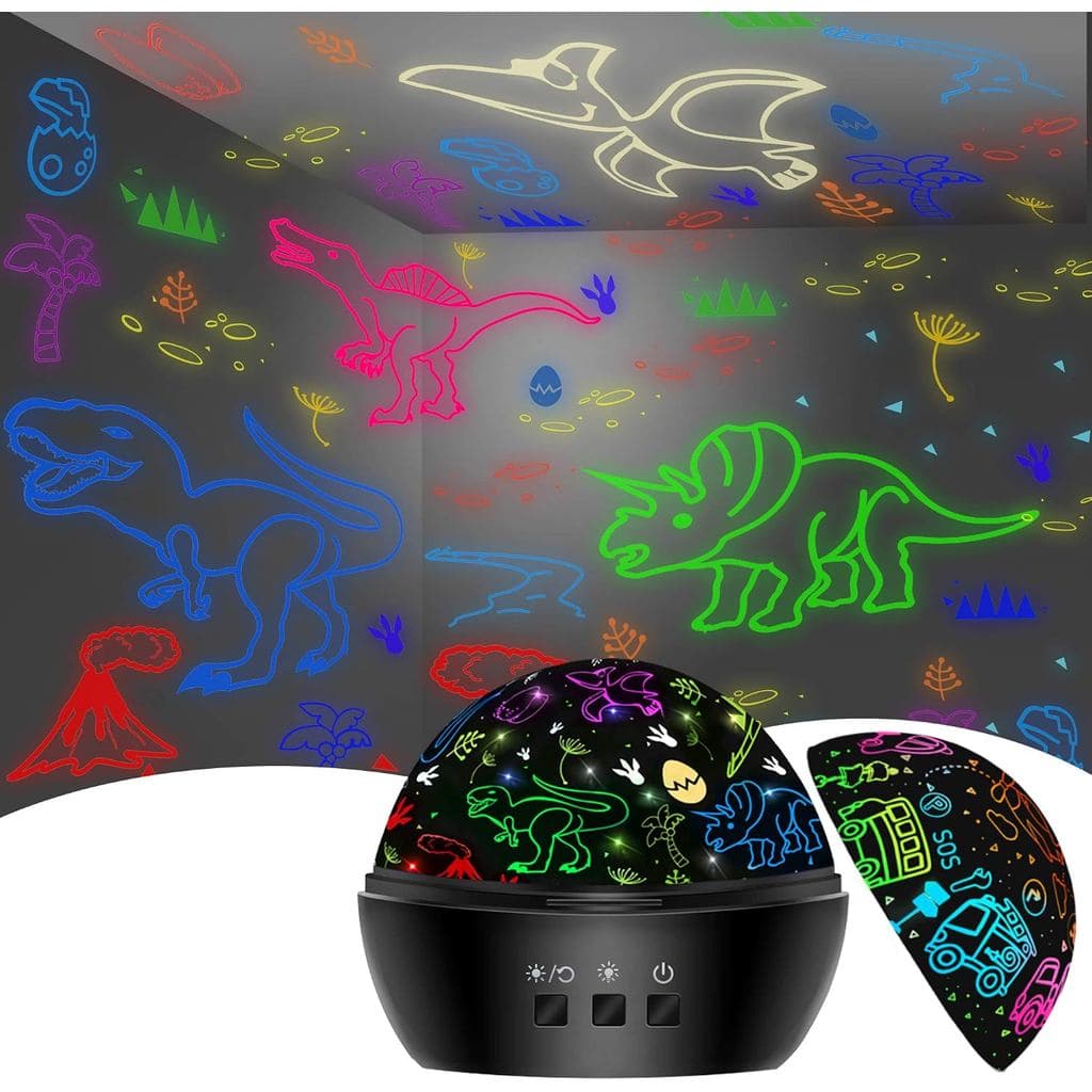 Luminária Noturna de Dinossauro para Meninos de 3 a 8 Anos, Projetor de Dinossauro 2 em 1 para Crianças de 2 a 10 Anos,