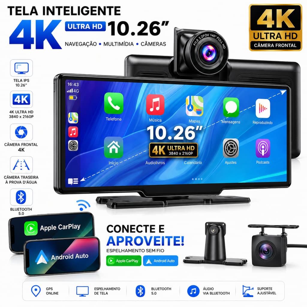 10.26 Inch Wireless Car Apple Carplay and Android-auto Automotive Radio Multimedia with Rear Camera