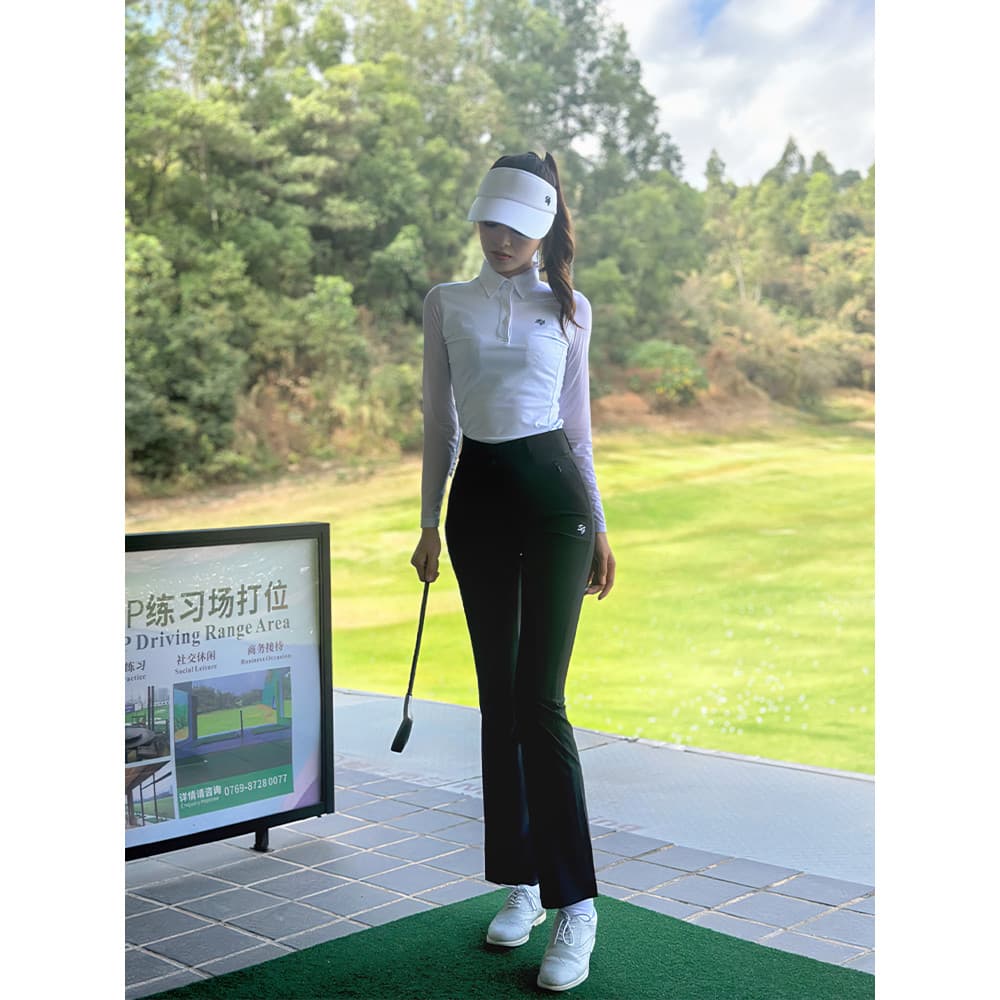 SG golf feminino primavera verão novo estilo de seda gelo manga comprida camiseta golfe esportes cintura alta ligeiramen