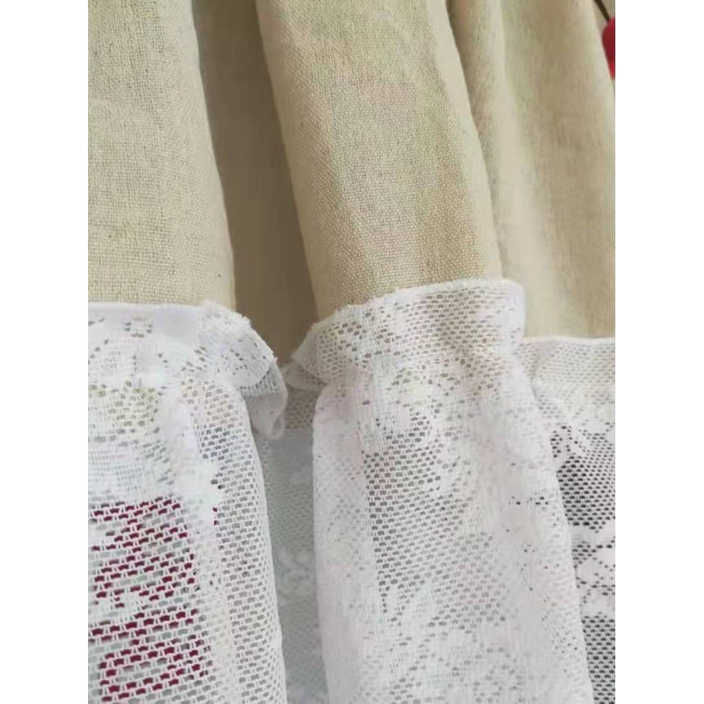 Algodão linho costura renda bege estilo Pastoral Semi-Blackout cortina divisória varanda simples porta cortina haste fix