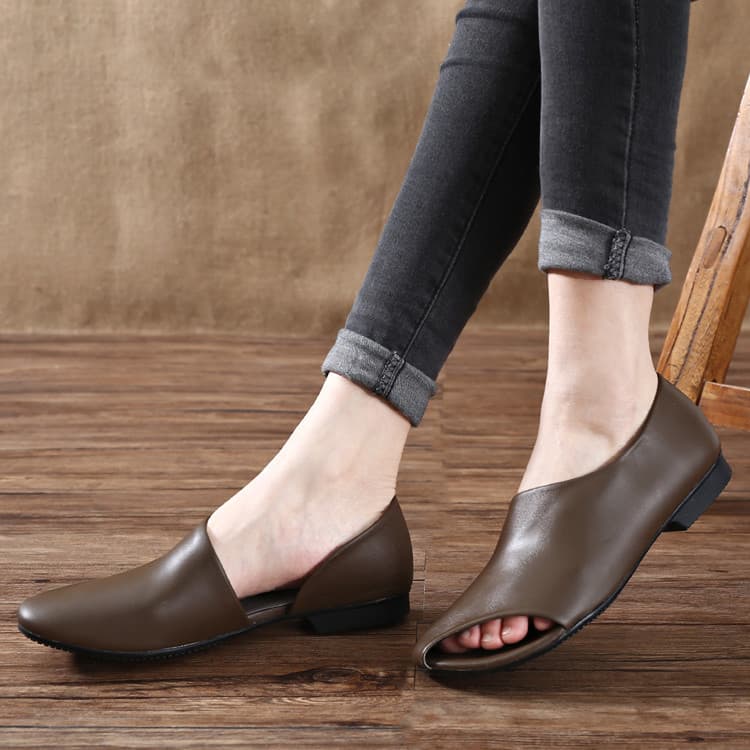 2026 verão novo estilo Original artesanal de couro sandálias planas femininas couro genuíno sapatos femininos casuais de