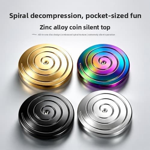 Espiral Padrão Metal Coin Top Palm Disc Brinquedo de descompressão EDC giratório silencioso