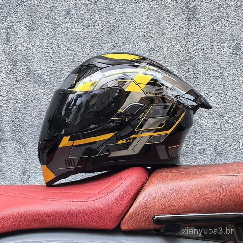 Capacete de motocicleta ORZ, capacete flip face para homens e mulheres, capacete de motocicleta semi-aberto com espelho