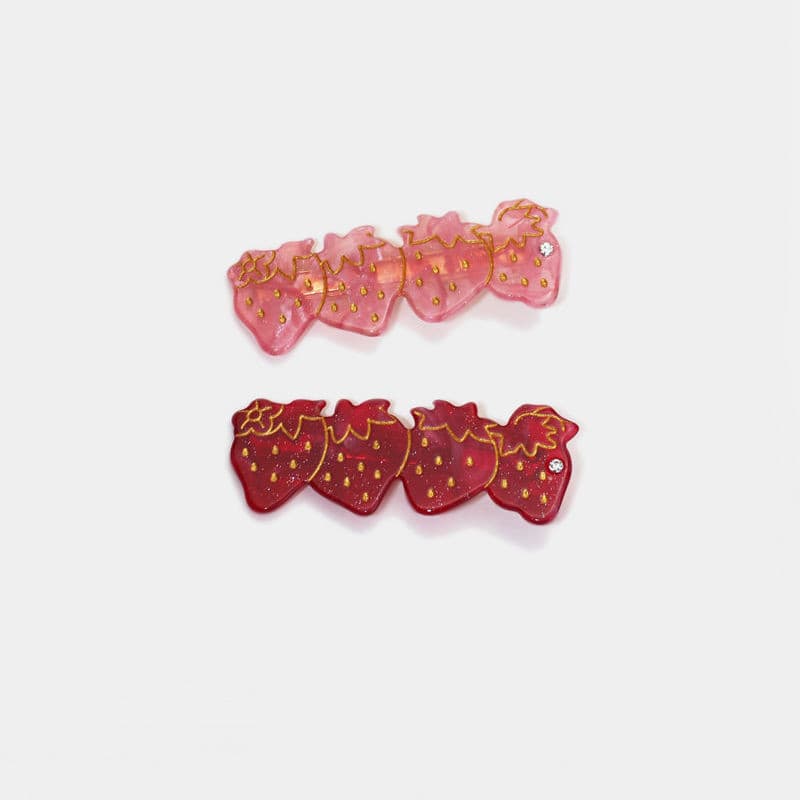 Bonito Clipe Lateral de Cabelo em Acetato com Estampa de Morango para Mulheres USCM