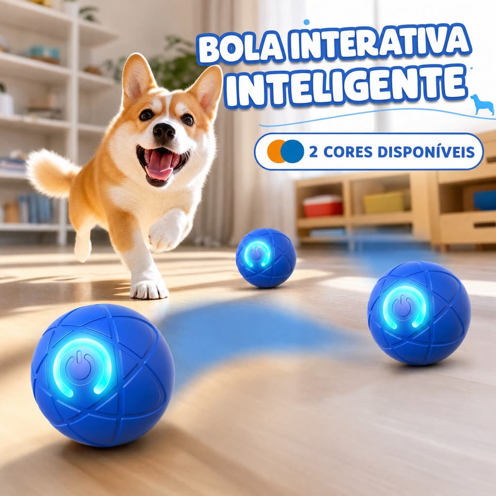 Bola Inteligente Cachorro Eletrica Interativa Automatica Led Recarregavel USB