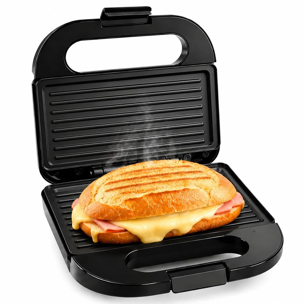 Sanduicheira E Grill Elétrica 750W Prensa Dupla 2 Em 1 Antiaderente Compacta Portátil