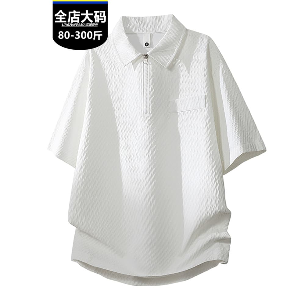Verão cara gordo estilo fino solto mais magro olhar camisa polo topo mais gordura plus Size cor sólida gordura negócios