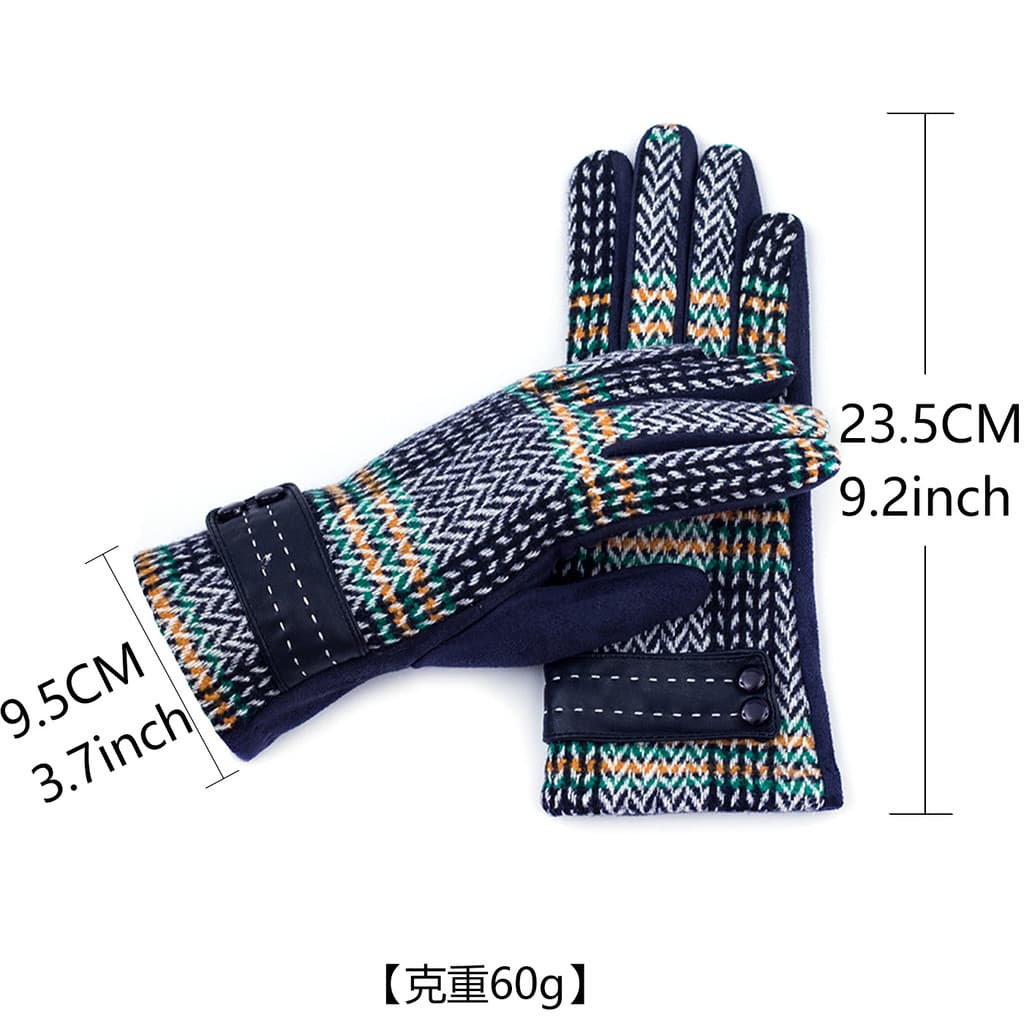 W inverno novo estilo de lã xadrez tela sensível ao toque luvas femininas forro de lã quente dedo dividido ciclismo moda