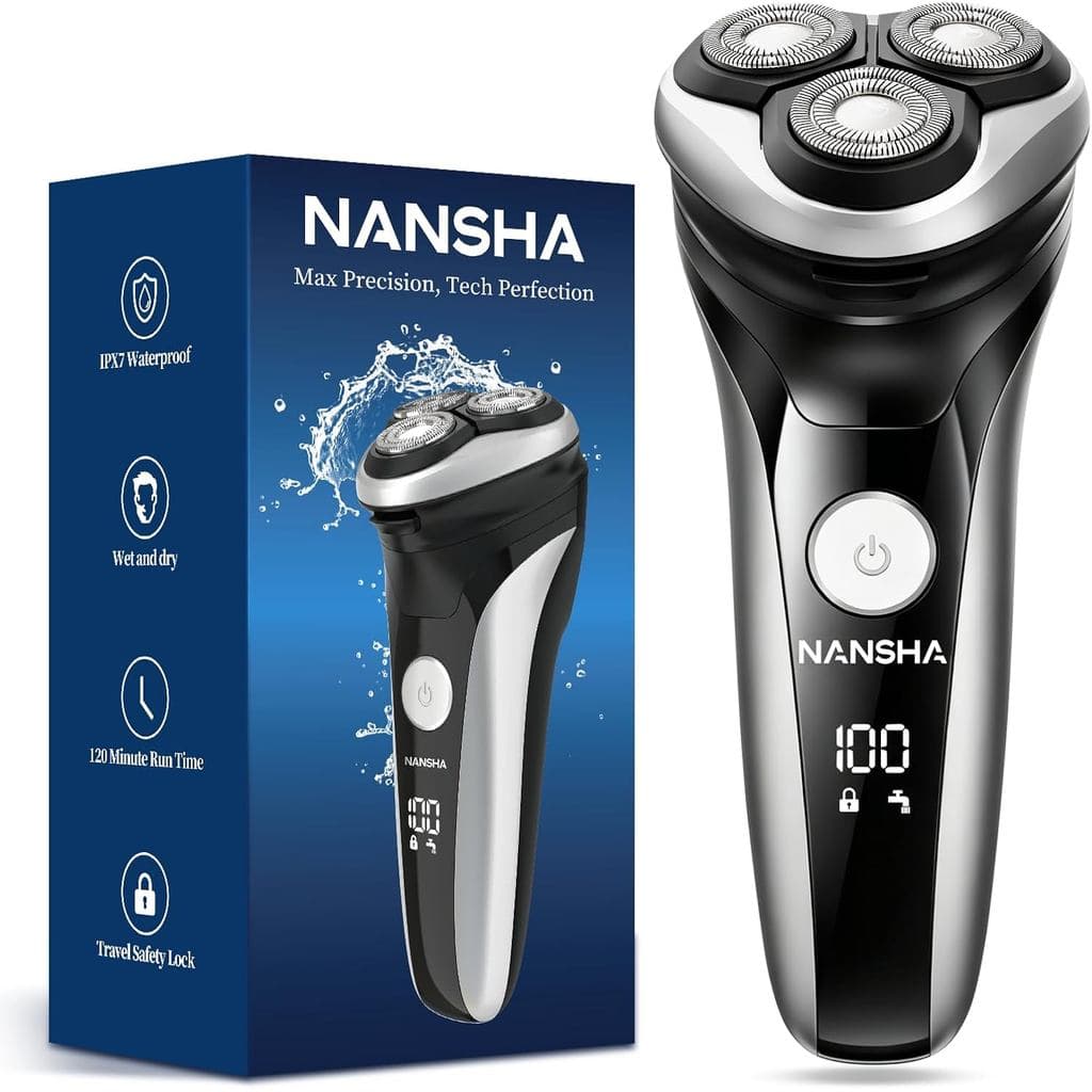 Barbeador Elétrico NANSHA para Homens com Aparador P-Up, 100% à Prova d'Água, Barbeador Elétrico Recarregável Sem Fio pa