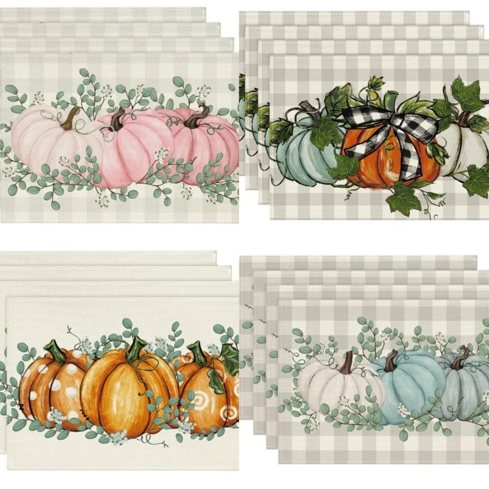 Nova venda quente de ação de graças linho Placemat dos desenhos animados série abóbora tapete de mesa mesa de férias tap