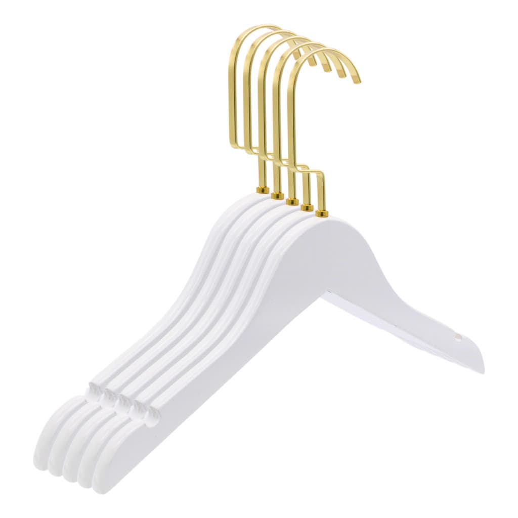 10 Cabide Branco Infantil Bebe Madeira Gancho Ouro Luxo