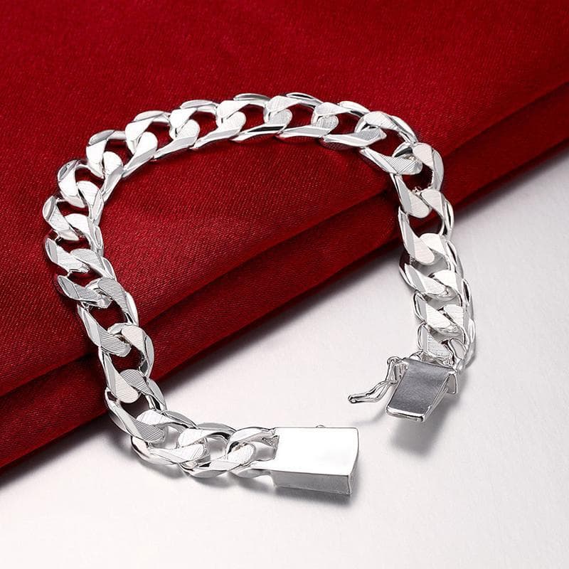 Nova Moda Banhada A Prata Pulseira Corrente Masculina Presente G0J4