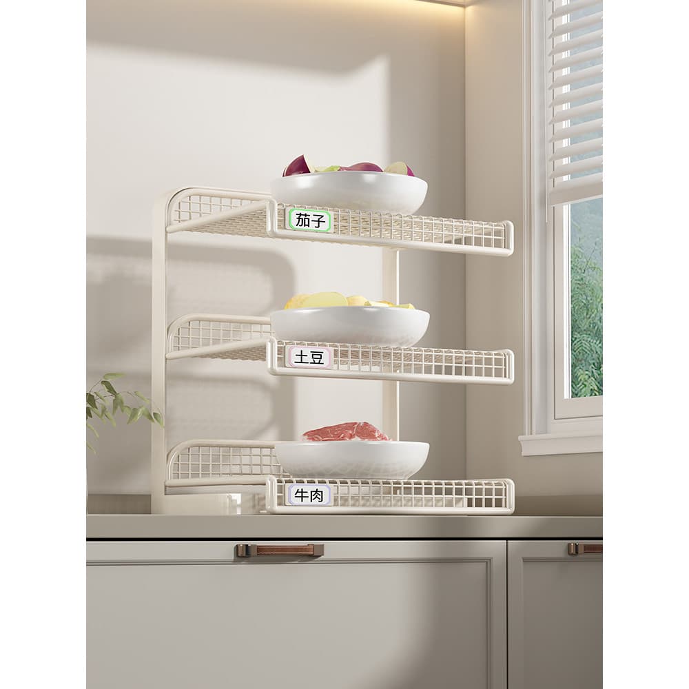 Pratos de classificação de fogão de cozinha com etiqueta preparando pratos rack pratos laterais rack de armazenamento pr