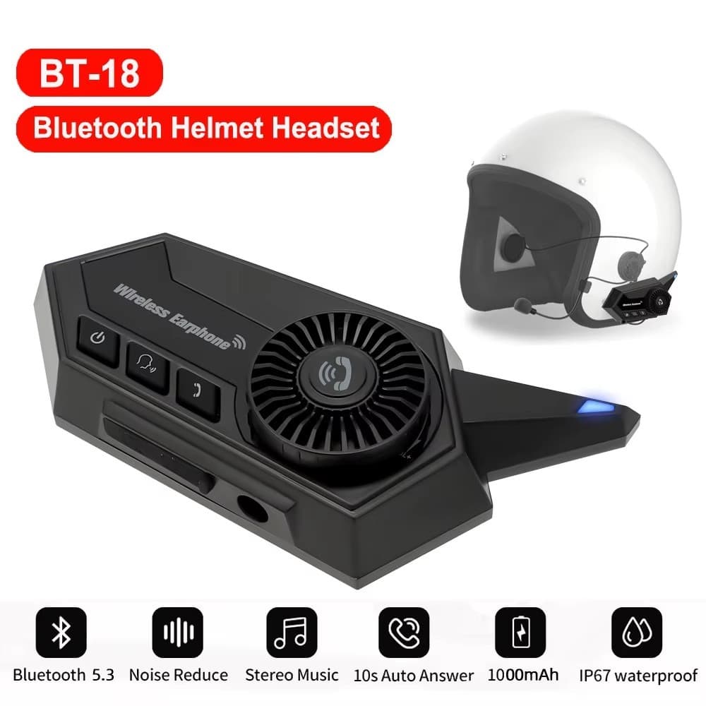 BT18 Capacete Da Motocicleta Fone De Ouvido Bluetooth 5.3 Roleta Controle Rotação Roda Sem Fio Fones IP67 À Prova Dip67