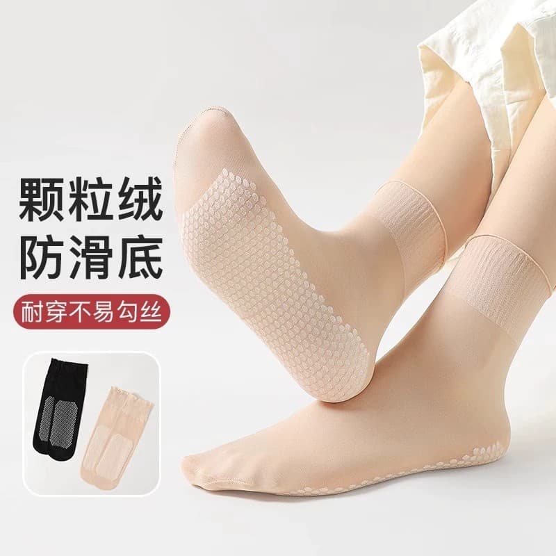 Meias soltas meias femininas estilo curto mãe estilo fino antiderrapante desodorante verão meia-idade idosos boca larga