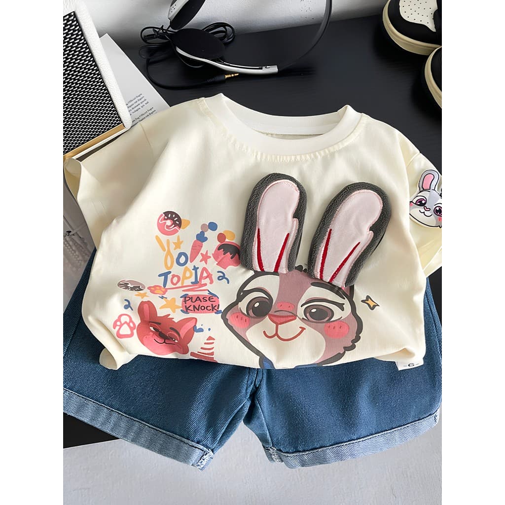 Meninas verão terno de manga curta moda bonito bebê verão versão coreana roupas dos desenhos animados do bebê roupas inf