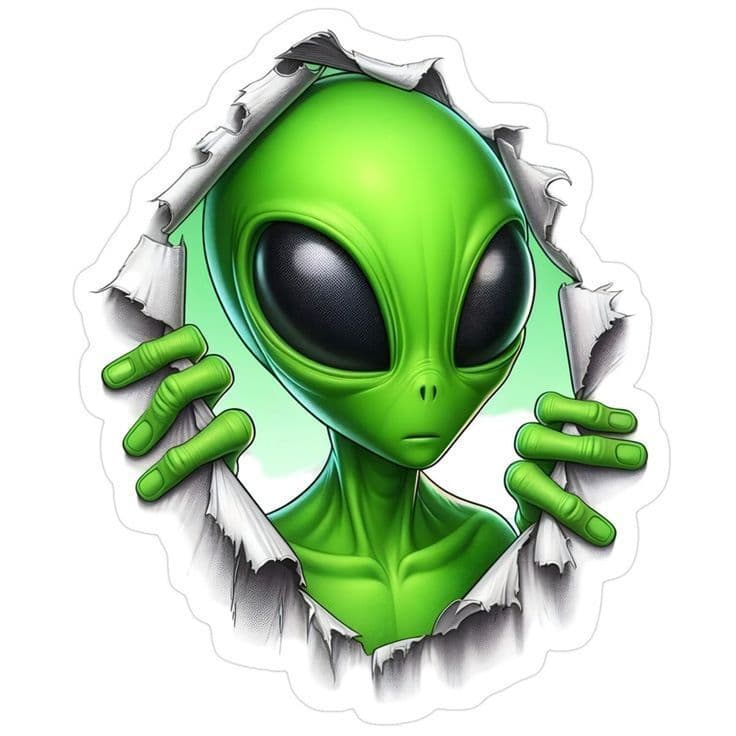 Adesivo Et Alien Ovni Alienigena 20cm Vinil Resiste A Água Carro Moto Capacete Notebook Caderno
