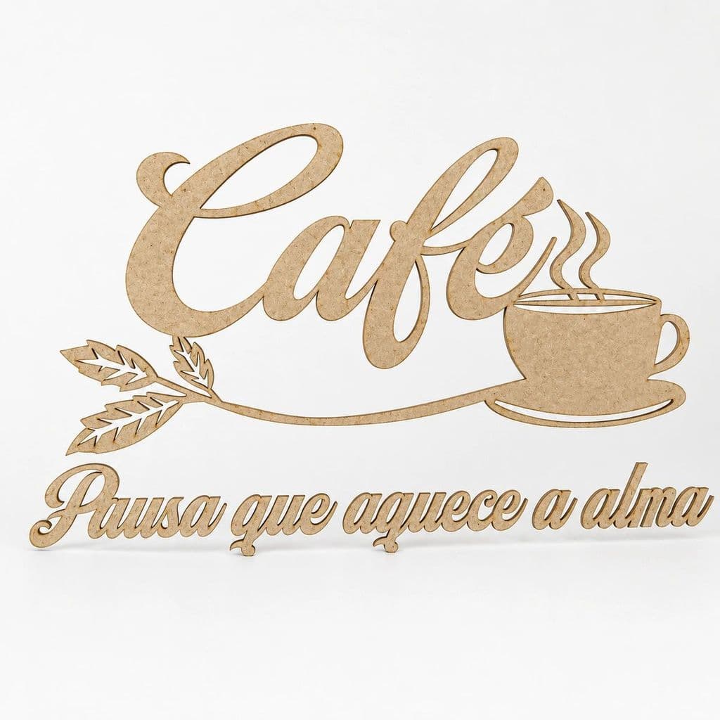 Placa decorativa "Café. Pausa que aquece a alma"