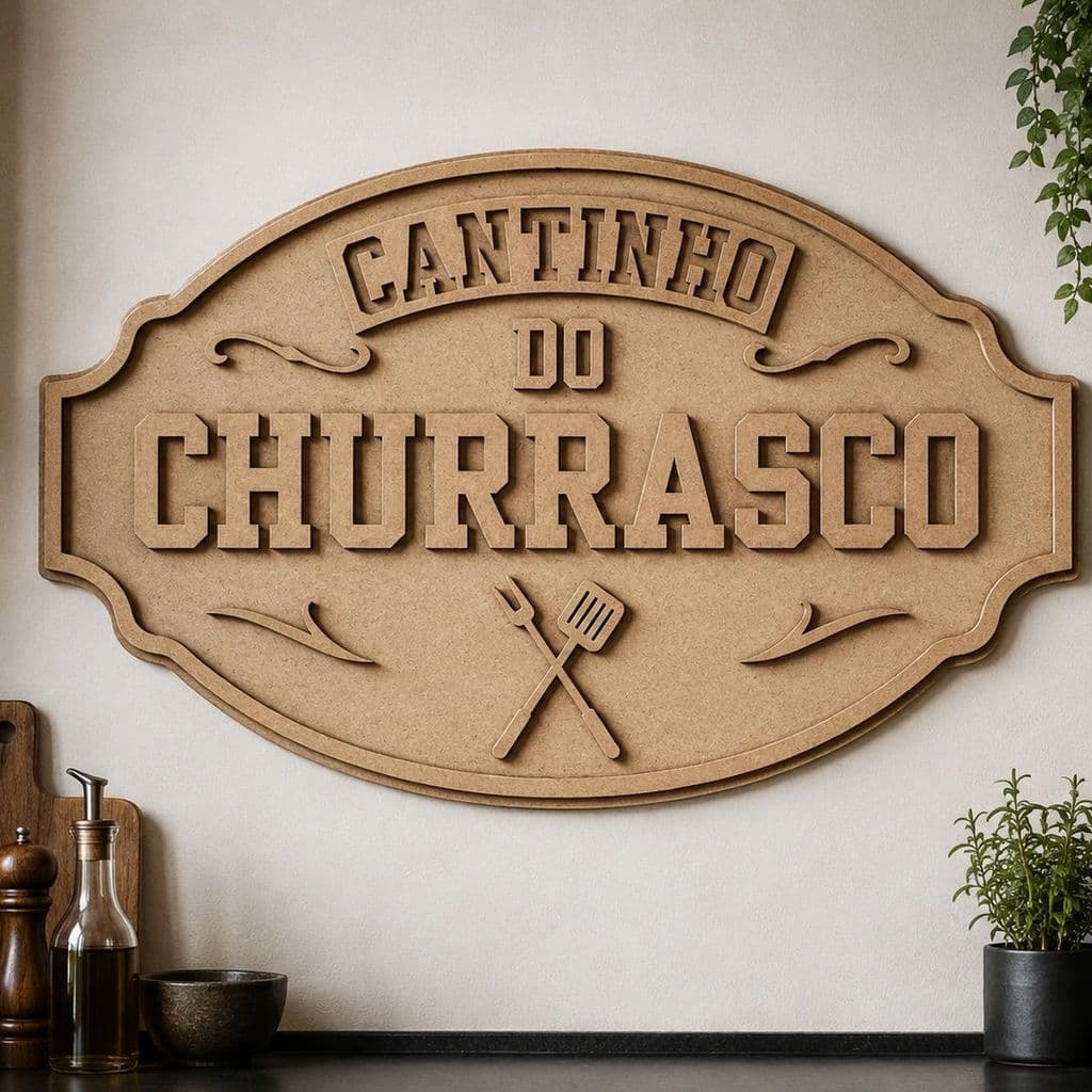 Decoração de parede em MDF crú Cantinho do churrasco