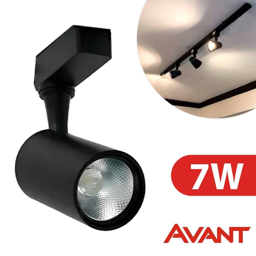 Spot Led Para Trilho Eletrificado Preto Branco 7W Interno Bivolt Luz Branco Frio 6500K AVANT