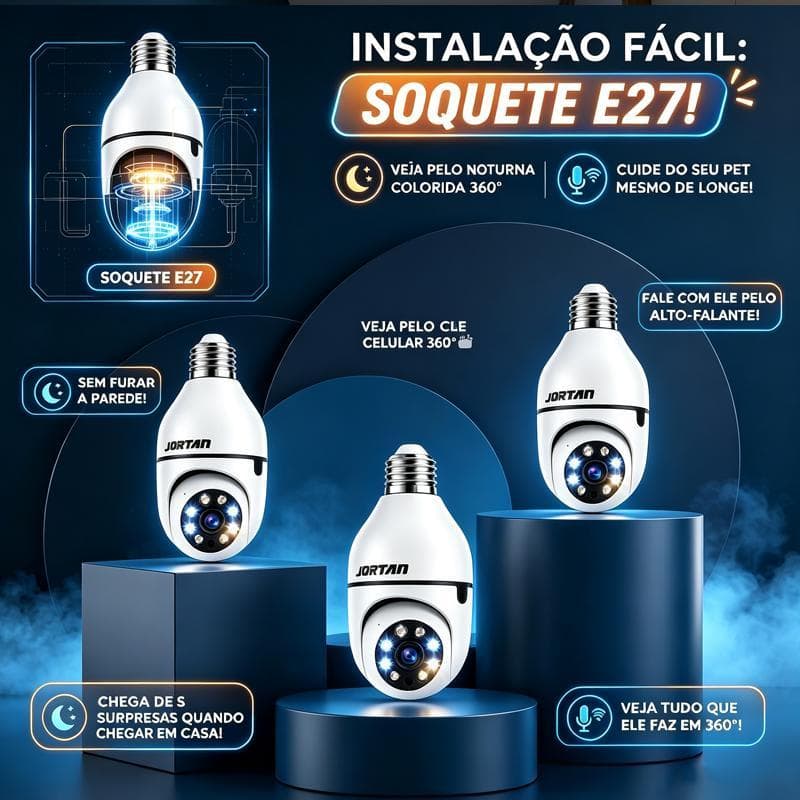 1 unidades Câmera Inteligente Lâmpada Soquete E27 Full HD 1080P Robô 360 Alarme e Notificação Instantânea para Casa