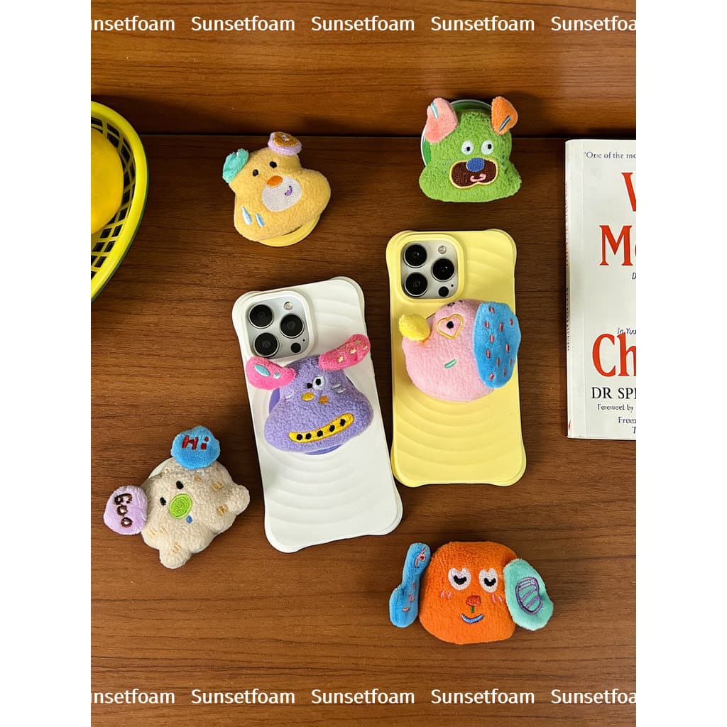 griptok magsafe magsafe popsocket Engraçado dos desenhos animados de pelúcia filhote de cachorro suporte magnético do te