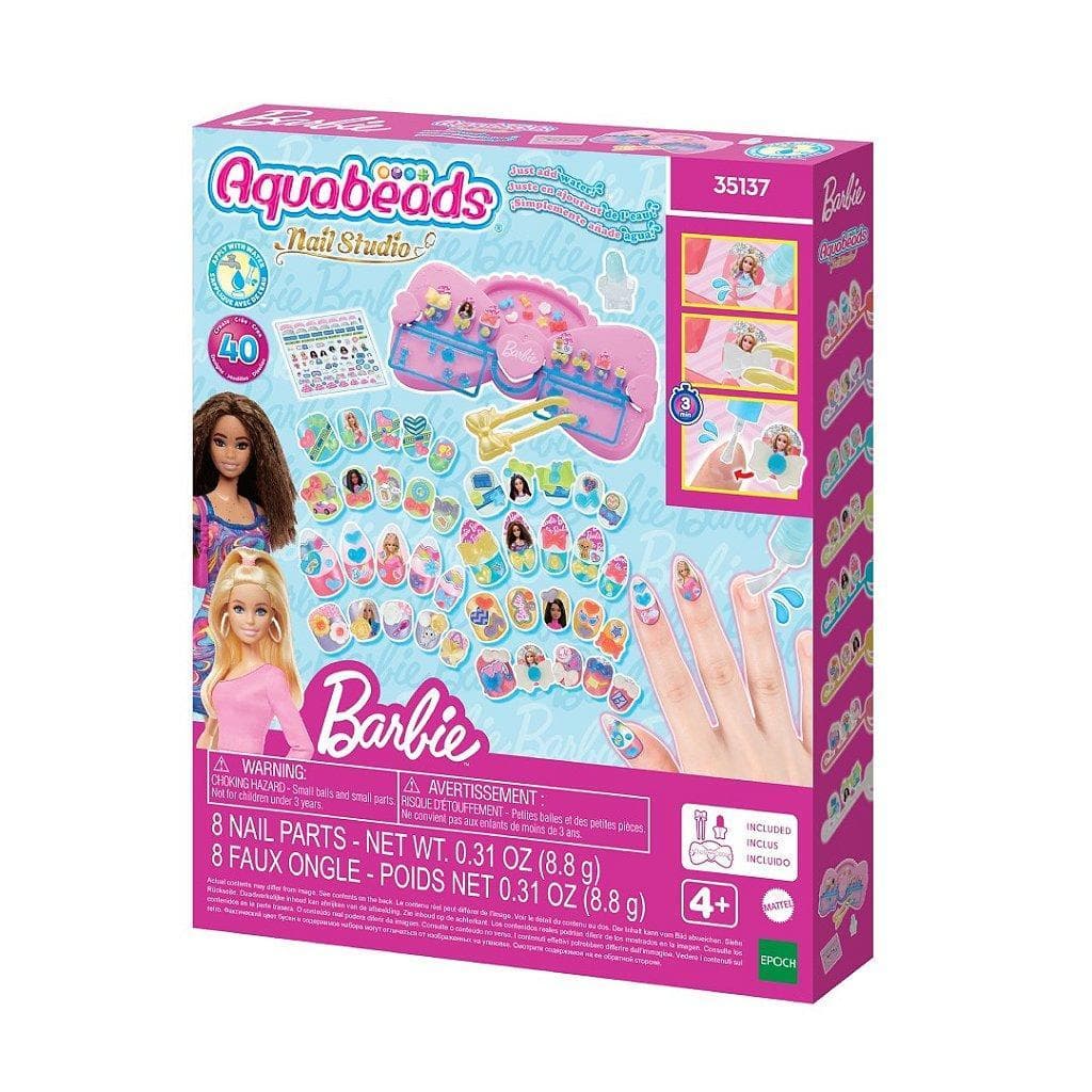 Conjunto Aquabeads Kit Nail Designer Barbie Rosa