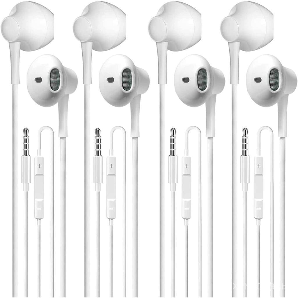 Fones de Ouvido com Fio, Pacote com 4 Unidades, Fones de Ouvido Intra-auriculares com Microfone e Controle de Volume, Gr