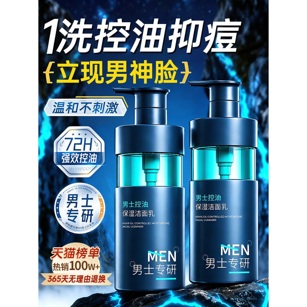 Limpador Facial masculino dedicado refrescante controle de óleo remover cravos encolher poros ácido salicílico limpador