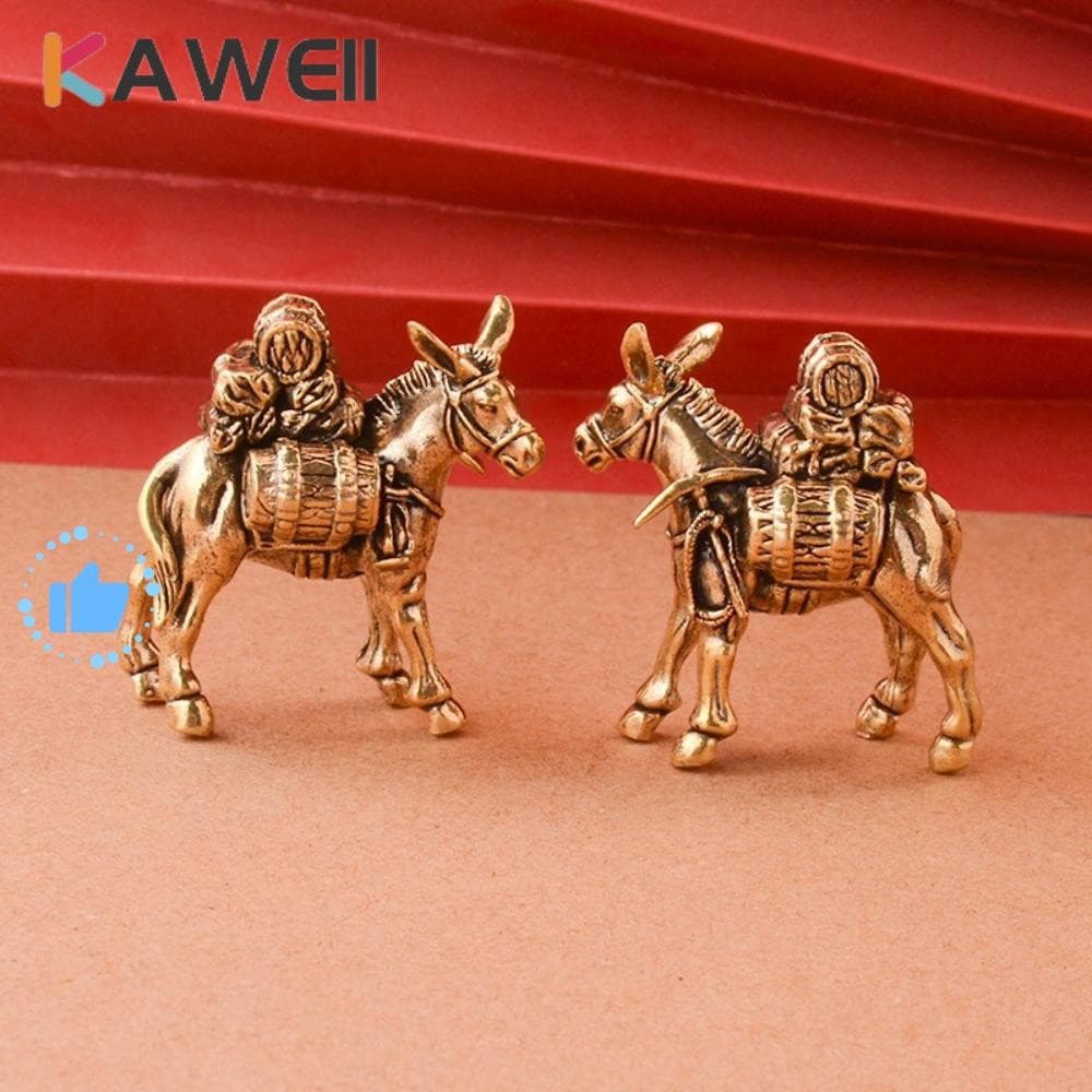 Estatueta de Pequeno Burro KAWEII, Modelo de Animal em Miniatura para Decoração de Mesa, Bronze Antigo KQYZ