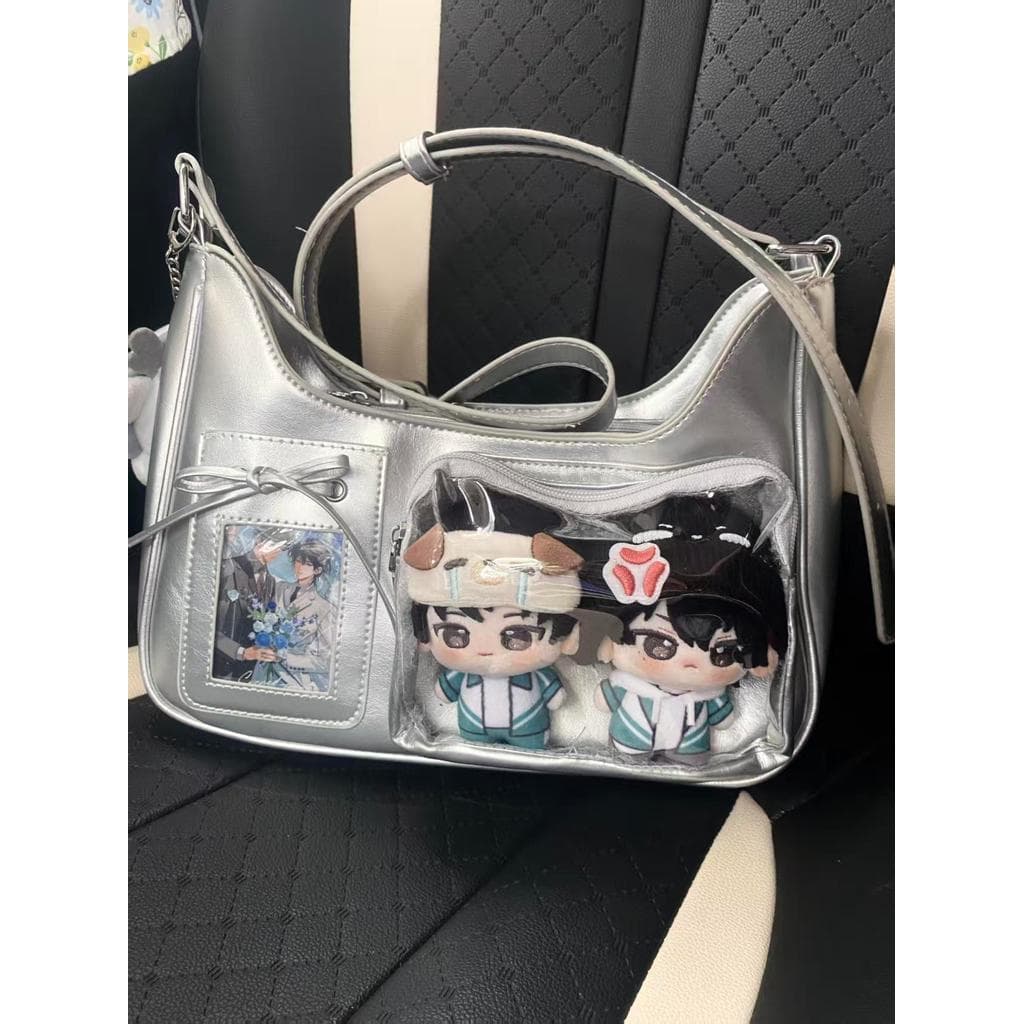 bolsas femininas de ombro Japonês prata pequeno Volume de alimentos bidimensional transparente saco do mensageiro femini