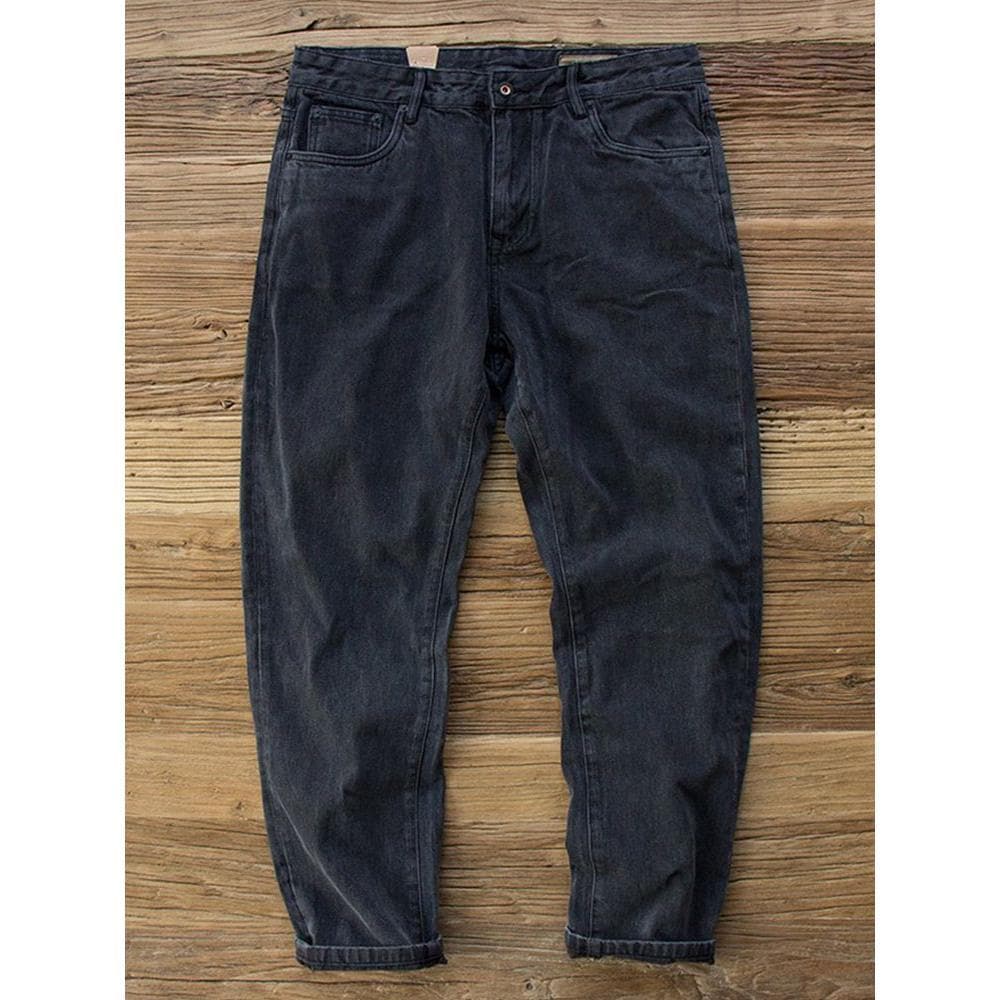 Calças de brim pretas masculinas retas soltas 2025 primavera outono nicho All-Match calças masculinas calças Jeans na mo