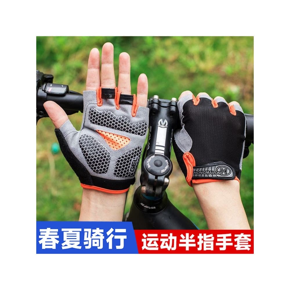 Primavera verão homens mulheres Mountain Bike ciclismo meio dedo antiderrapante absorção de choque respirável de secagem