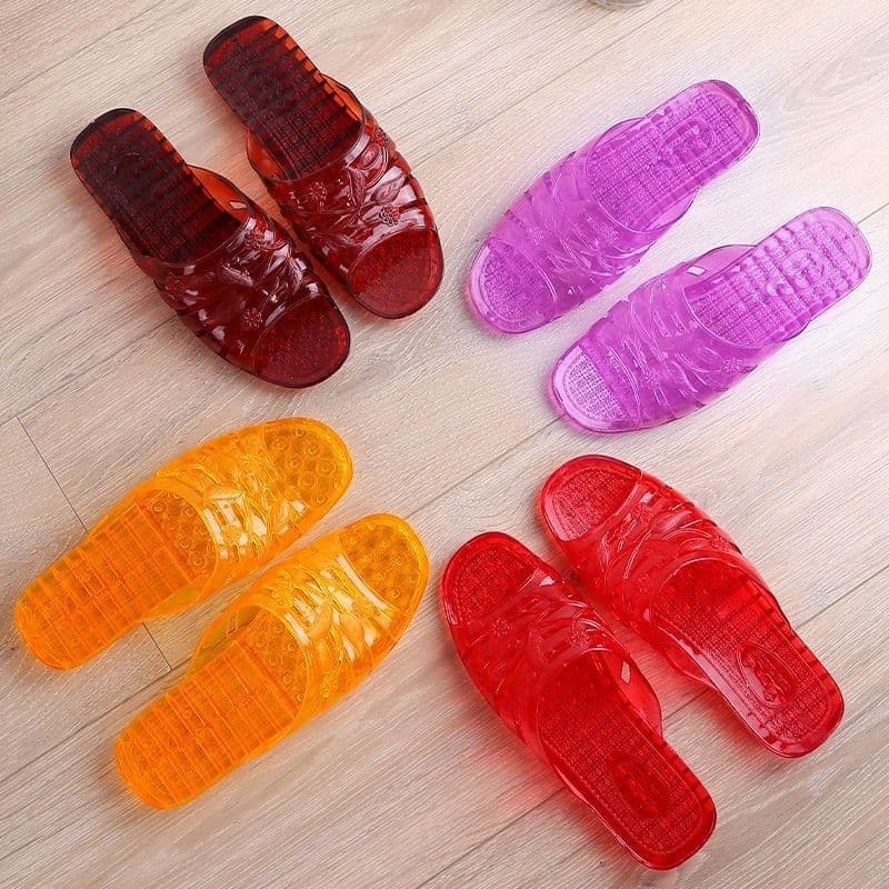 Chinelos à moda antiga nostálgico clássico plástico tendão de carne verão cristal casa antiderrapante casa chinelos de v
