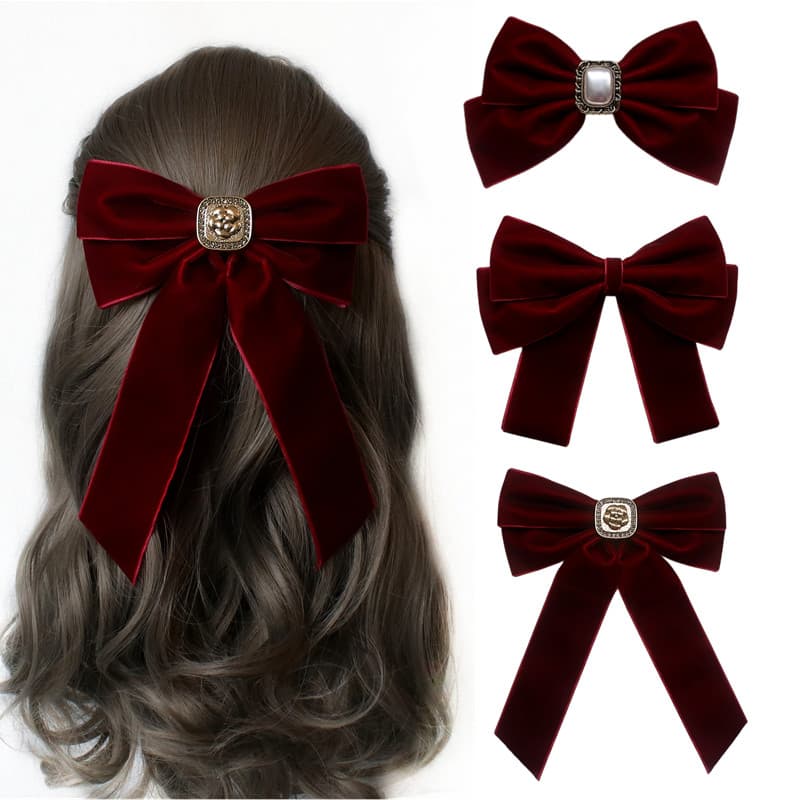 High-End vermelho veludo arco acessórios de cabelo preto veludo volta cabeça Hairpin novo estilo influenciador cocar cli