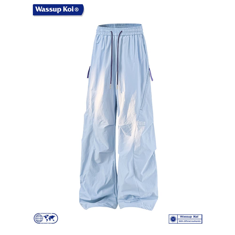 WASSUP KOI Calças de pernas largas estilo geral masculinas função à prova d'água calças casuais soltas calças esportivas