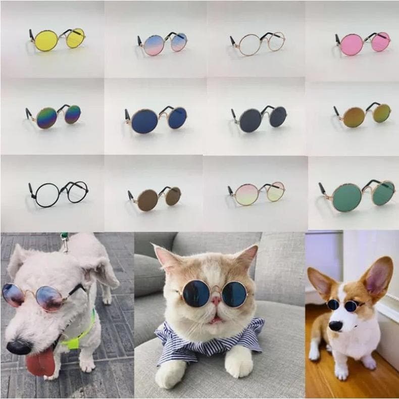 Óculos para gatos de estimação, óculos retrô legais para cães, bonecas, adereços para fotos, cães e gatos, óculos de sol