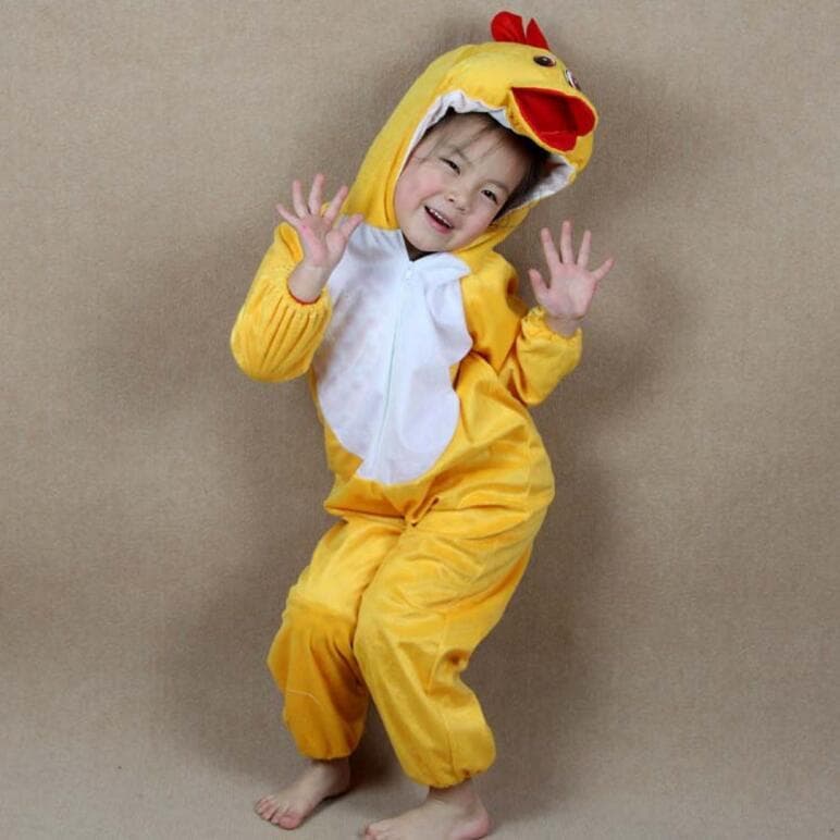 Outono inverno náilon de manga comprida pequeno pato amarelo dos desenhos animados Animal pijamas de uma peça meninos me