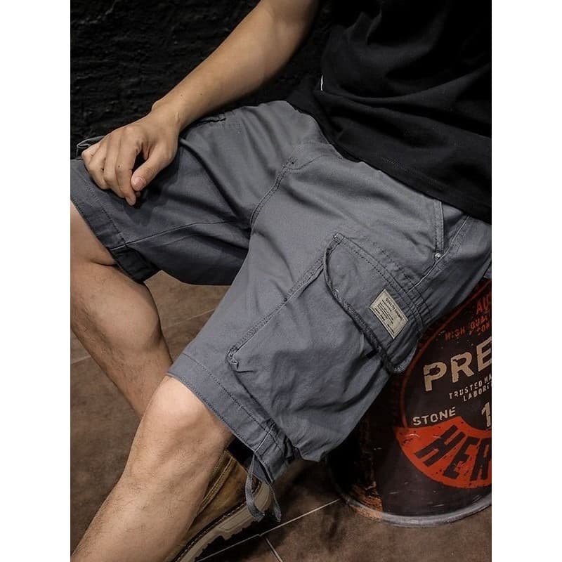 Macacão de algodão puro Shorts masculino Street Wear ins Shawn Yue calças esportivas europeu americano Retro solto Casua