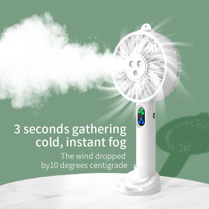 [Desconto de novo produto] Spray de porta dupla de venda quente Ventilador pequeno de carregamento USB portátil umidific