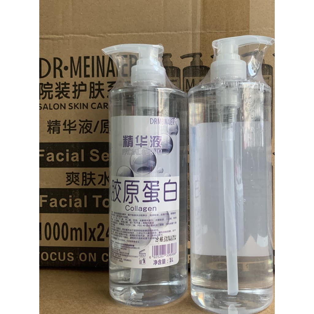1.000ml solução de estoque de colágeno levantamento delicado essência Anti-rugas garrafa grande hidratante hidratante us