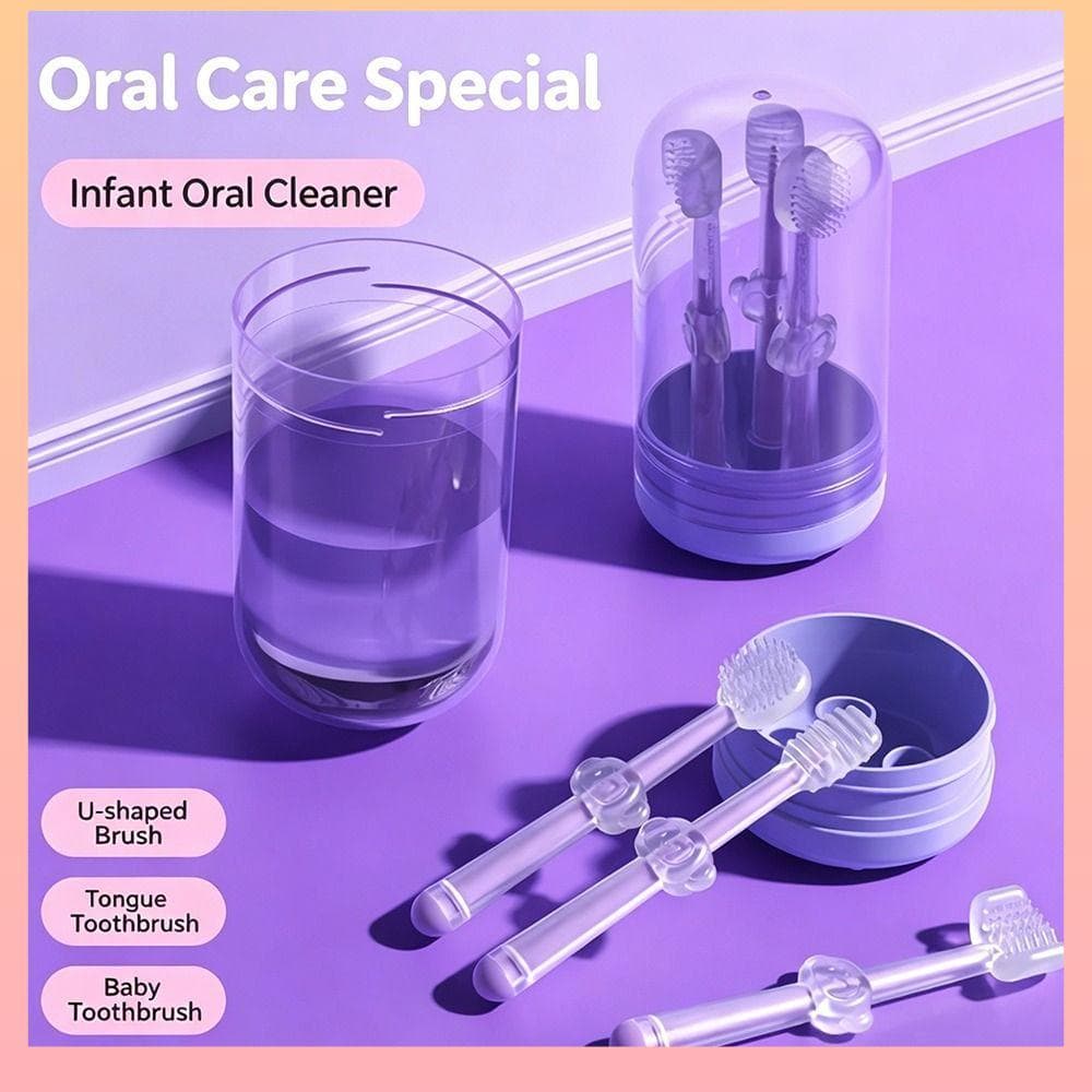 3 Pçs/set Limpador Oral Do Bebê , Silicone Macio Fácil Limpeza Escova De Dentes Seguro Infantil Criança Cuidado