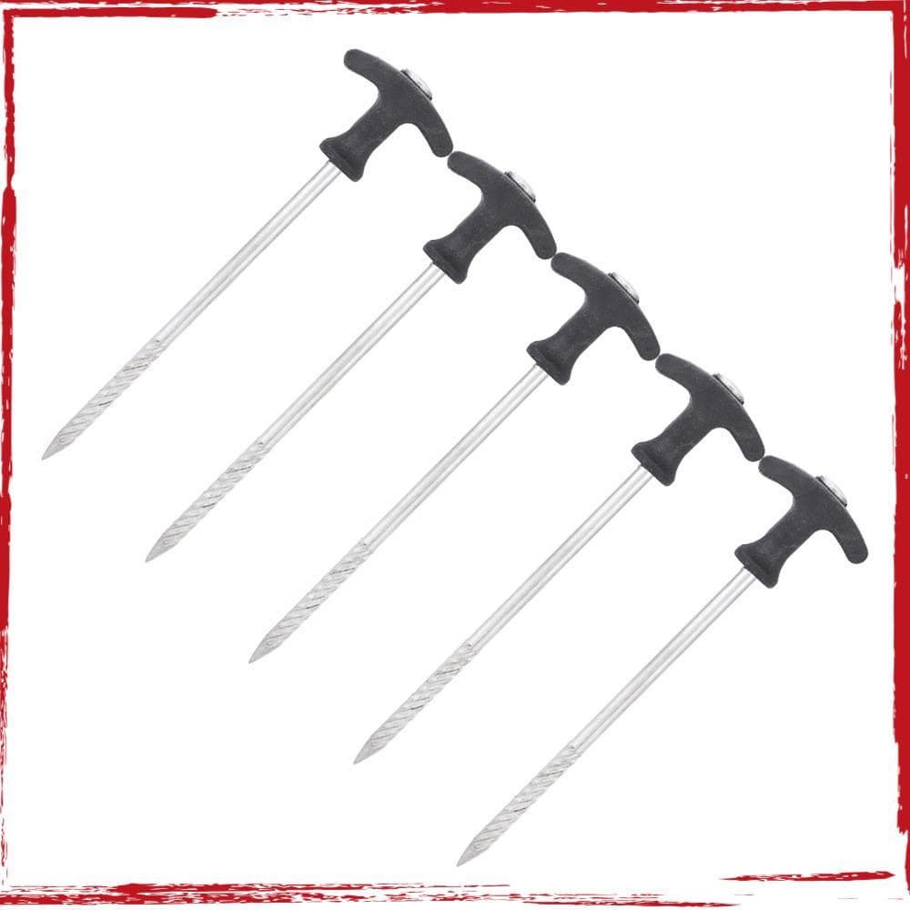 5 Peças De Estacas Para Barraca , Pregos Pretos Resistentes À Terra , Portáteis De Ferro Galvanizado