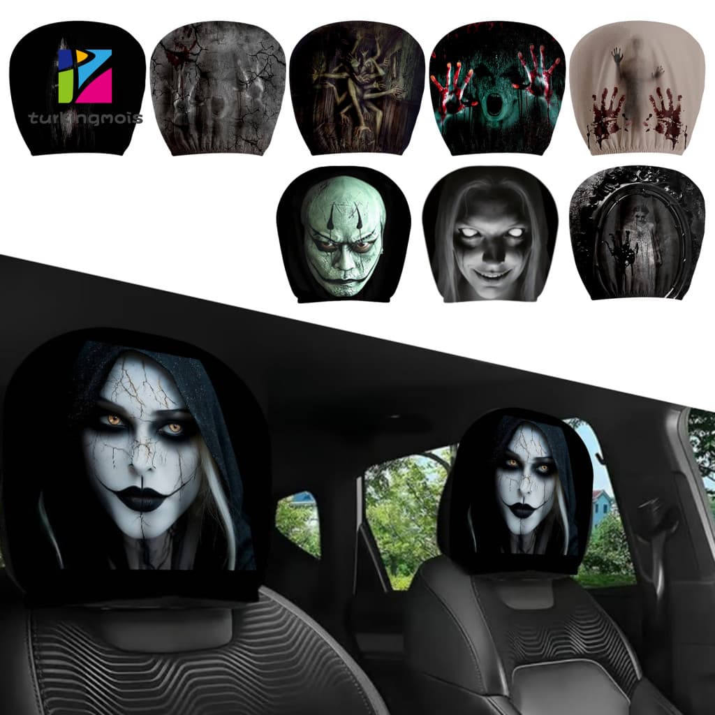 Car Styling Accessories Washable Polyester Headrest Sleeves Universal Seat Cover Set Breathable Elastic Covers Stylish f