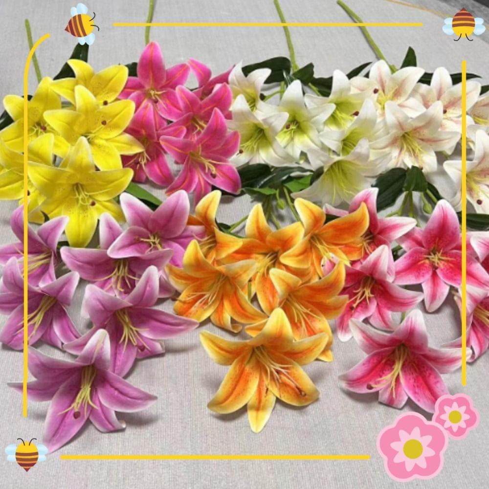 Flor De Lírio Artificial , Buquê Falso De Seda De 2 Cabeças Noiva De Casamento Com Impressão DIY De 67 Cm