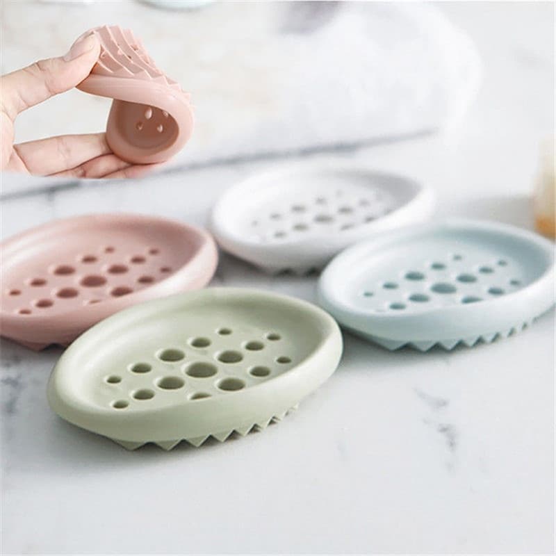 Suporte de silicone para sabonete de banheiro com bandeja de drenagem e caixa para sabonete