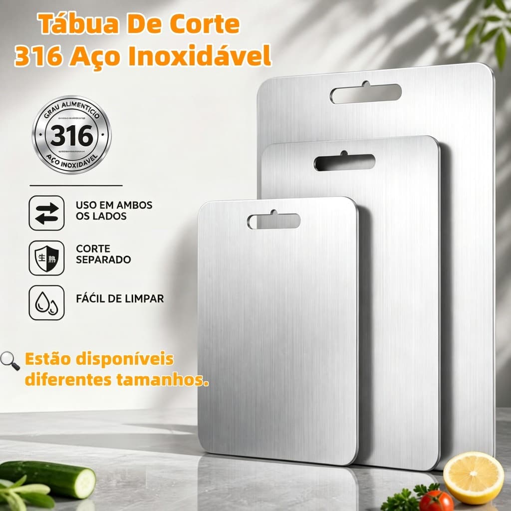 Tábua de Corte Inox 316 em Aço Inoxidável Antibacteriana À Prova De Mofo Para Carne Legumes Cozinha Fácil De Limpa